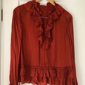 Ulla Johnson size 8 rust-colored silk top